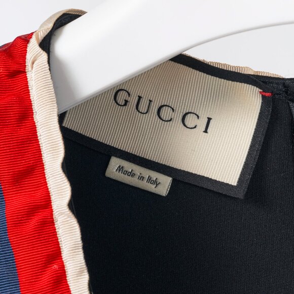 Gucci Black Sylvie-Web Ruffle-Detail Short Dress - Picture 10 of 13